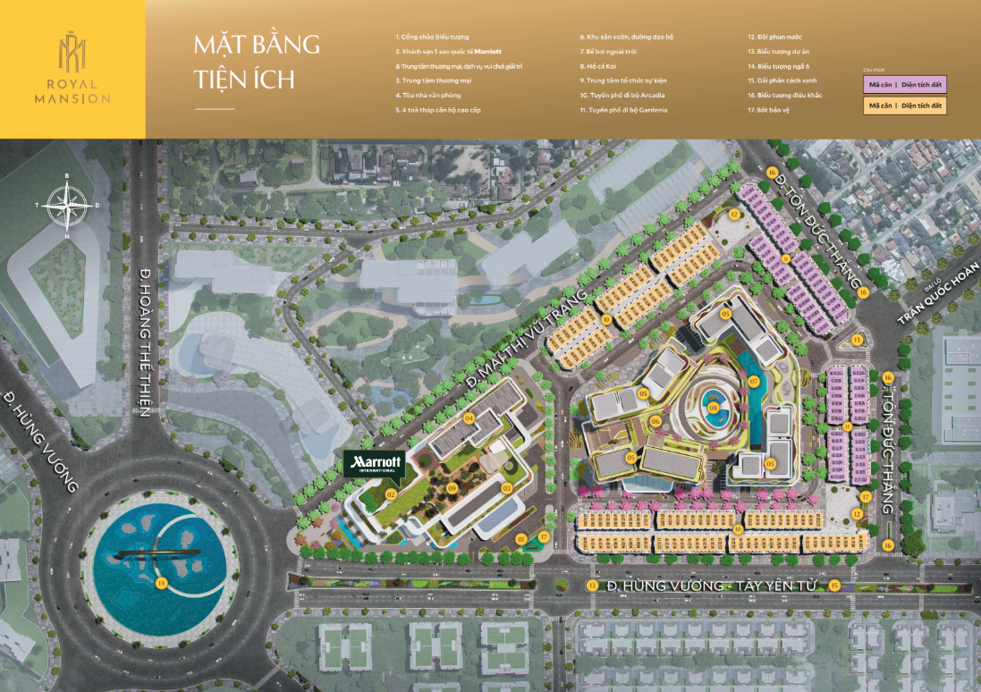 Mặt bằng bố trí tiện ích nộ khu chung cư Royal Mansion Bắc Giang - Miền Đất Vàng