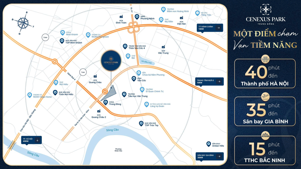 Vị trí & kết nối Cenexus Park Trung Đồng