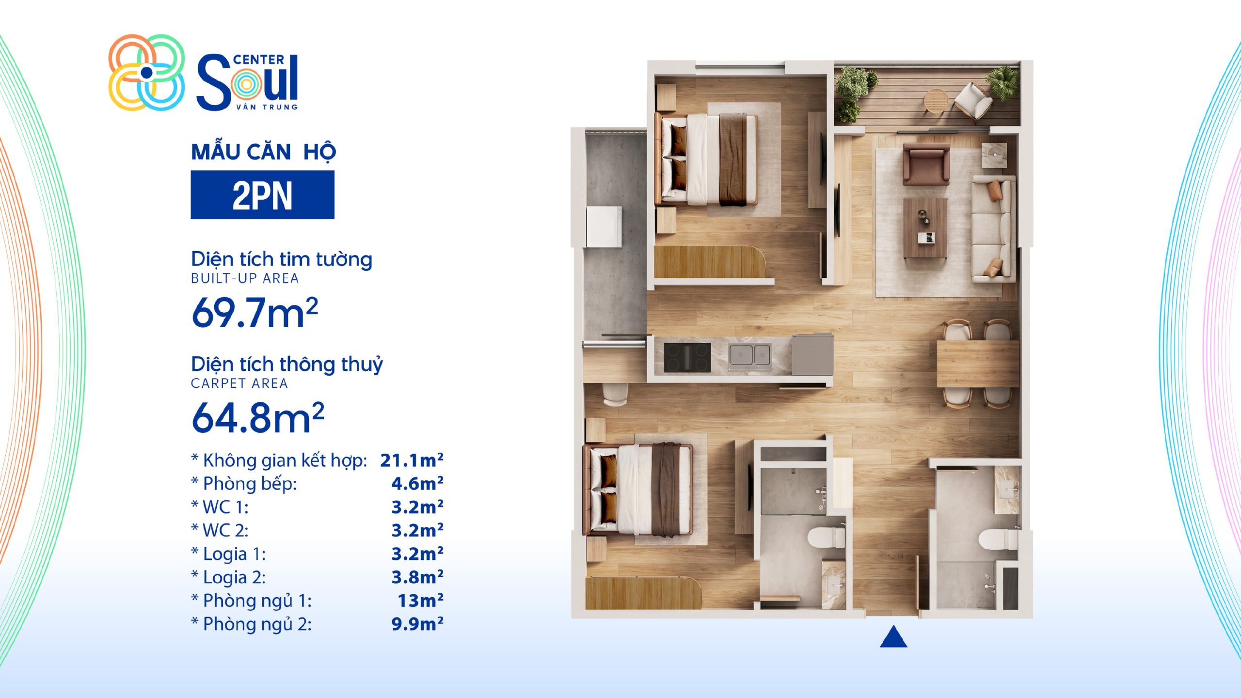 Mặt bằng căn hộ Soul Center Vân Trung
