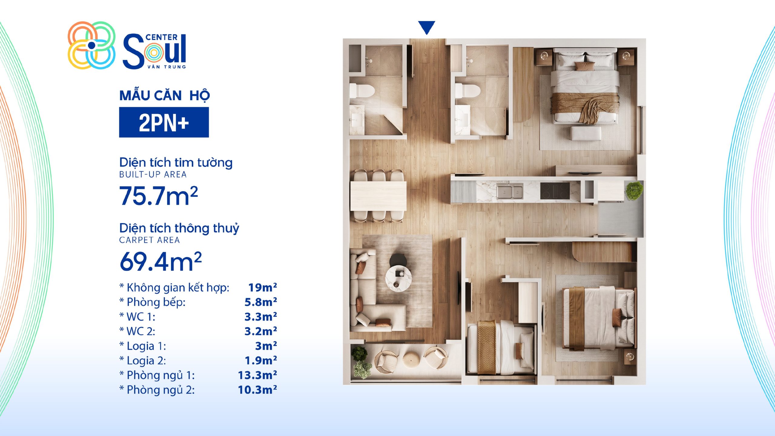 Mặt bằng căn hộ Soul Center Vân Trung