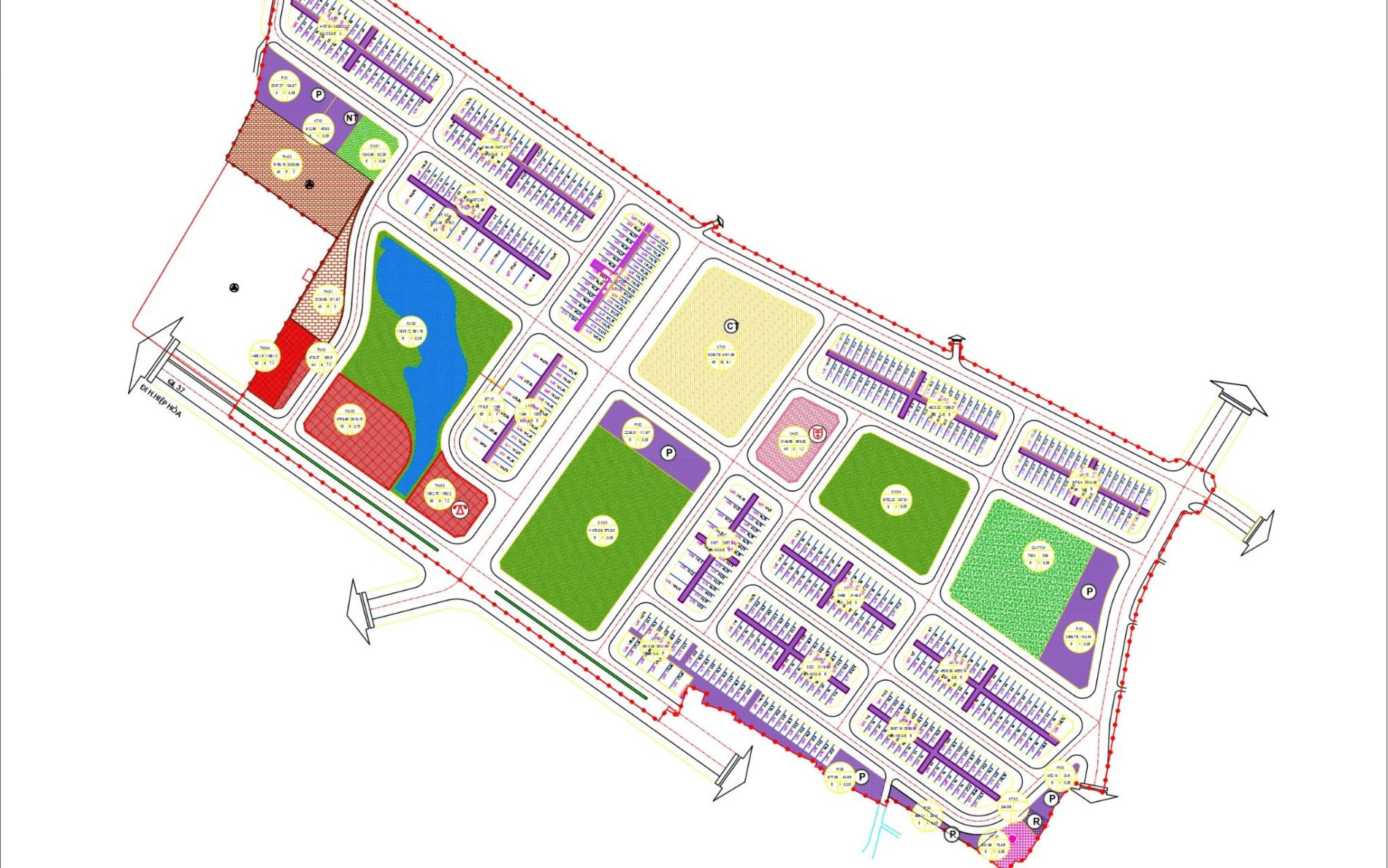 Mặt bằng phân lô dự án Tự Lạn - Khu Đô Thị Số 1 Xã Tự Lạn, Việt Yên, Bắc Ninh