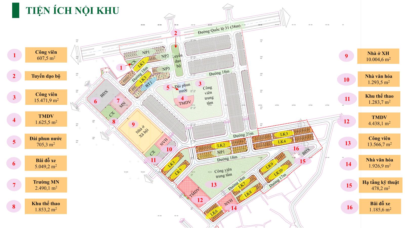 Tiện ích nội khu Harmonia City - Khu Đô Thị Dĩnh Trì 3